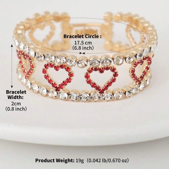 Cubic Zirconia Heart Tennis Bracelet - Picture 8 of 8